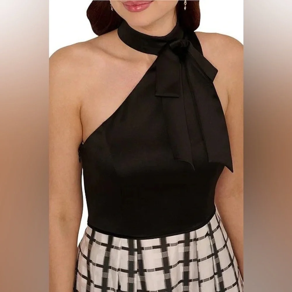 NWT- Adrianna Papell Long Formal Prom A-Line Dress BLACK & WHITE /size 10 - NEW - Picture 10 of 12